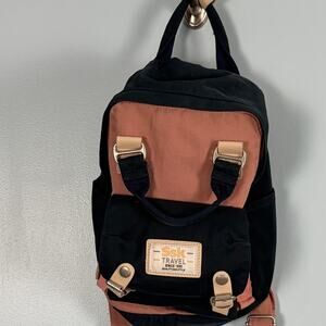 Mini Backpack Navy Dusty Rose Colorblock Travel Daypack Retro Casual